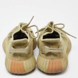Pre Owned Yeezy x Adidas Green Knit Fabric Boost 350 V2 Sulfur Sneakers Size 44 2/3