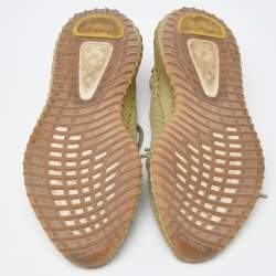 Pre Owned Yeezy x Adidas Green Knit Fabric Boost 350 V2 Sulfur Sneakers Size 44 2/3