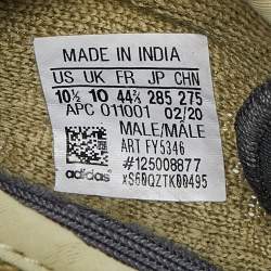 Pre Owned Yeezy x Adidas Green Knit Fabric Boost 350 V2 Sulfur Sneakers Size 44 2/3