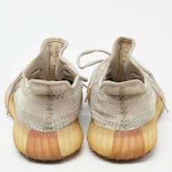 Pre Owned Yeezy x Adidas Two Tone Knit Fabric Boost 350 V2 Citrin Sneakers Size 44