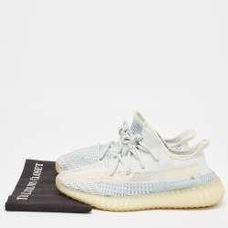 Pre Owned Yeezy x Adidas Blue/White Knit Fabric Boost 350 V2 Cloud White Non Reflective Sneakers Size 43 1/3  