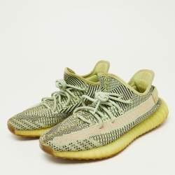 Yeezy x Adidas Neon Green Knit Fabric Boost 350 V2 Yeezreel (Non Reflective) Sneakers Size 43 1/2