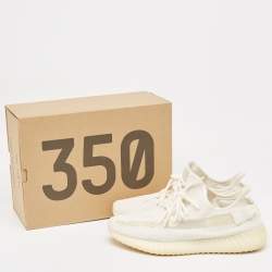 Pre Owned Yeezy x Adidas Off -White Knit Fabric Boost 350 V2 Bone Sneakers Size 45 1/3
