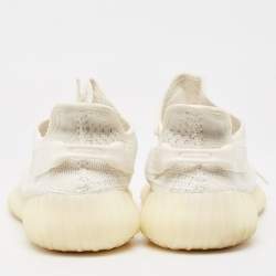 Pre Owned Yeezy x Adidas Off -White Knit Fabric Boost 350 V2 Bone Sneakers Size 45 1/3