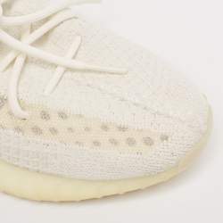 Pre Owned Yeezy x Adidas Off -White Knit Fabric Boost 350 V2 Bone Sneakers Size 45 1/3