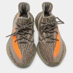Pre Owned Yeezy x Adidas Grey/Orange Knit Fabric Boost 350 V2 Beluga Reflective Sneakers Size 44