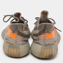 Pre Owned Yeezy x Adidas Grey/Orange Knit Fabric Boost 350 V2 Beluga Reflective Sneakers Size 44