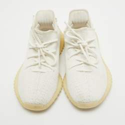 Pre Owned Yeezy x Adidas White Knit Fabric Boost 350 V2 Sneakers Size 40