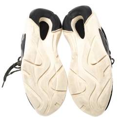 Yohji Yamamoto Black/Green Neoprene and Suede Y-3 QR Run Sneakers Size 40.5