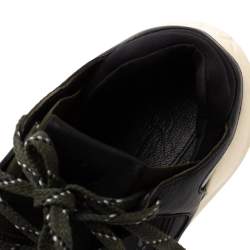 Yohji Yamamoto Black/Green Neoprene and Suede Y-3 QR Run Sneakers Size 40.5