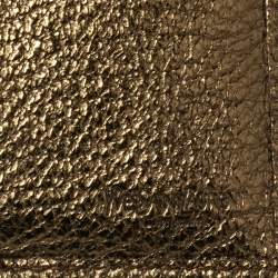 Pre Owned Yves Saint Laurent Gold Leather Bifold Wallet
