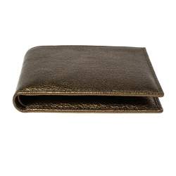 Pre Owned Yves Saint Laurent Gold Leather Bifold Wallet