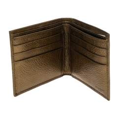 Pre Owned Yves Saint Laurent Gold Leather Bifold Wallet