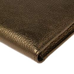 Pre Owned Yves Saint Laurent Gold Leather Bifold Wallet