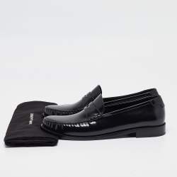 Yves Saint Laurent Black Leather Slip On Loafers Size 46