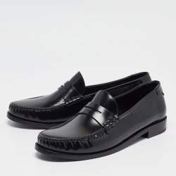Yves Saint Laurent Black Leather Slip On Loafers Size 46