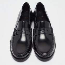 Yves Saint Laurent Black Leather Slip On Loafers Size 46