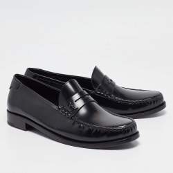 Yves Saint Laurent Black Leather Slip On Loafers Size 46