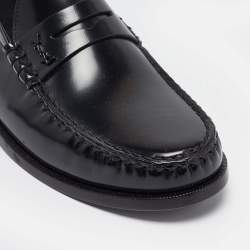 Yves Saint Laurent Black Leather Slip On Loafers Size 46