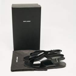 Yves Saint Laurent Black Leather Mojave Slingback Sandals Size 43