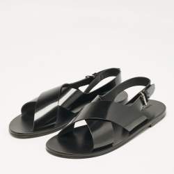 Yves Saint Laurent Black Leather Mojave Slingback Sandals Size 43