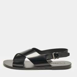 Yves Saint Laurent Black Leather Mojave Slingback Sandals Size 43