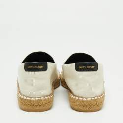 Saint Laurent  Beige Canvas Logo Embroidered Espadrilles Sneakers Size 44