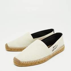 Saint Laurent  Beige Canvas Logo Embroidered Espadrilles Sneakers Size 44