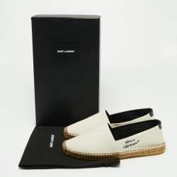 Saint Laurent  Beige Canvas Logo Embroidered Espadrilles Sneakers Size 44