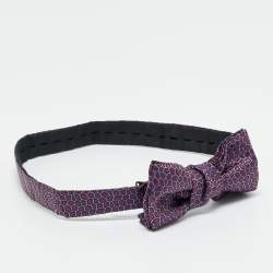 Pre Owned Yves Saint Laurent Purple Patterned Silk Bow Tie 