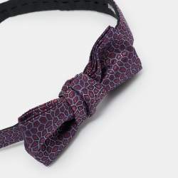 Pre Owned Yves Saint Laurent Purple Patterned Silk Bow Tie 