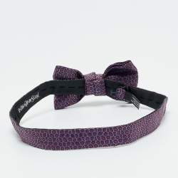 Pre Owned Yves Saint Laurent Purple Patterned Silk Bow Tie 