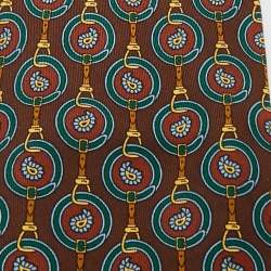 Pre Owned Yves Saint Laurent Vinatge Brown Printed Silk Traditional Tie 