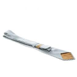 Pre Owned Yves Saint Laurent Grey and White Houndstooth Print Silk Tie