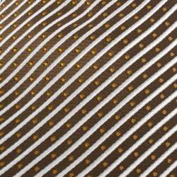 Pre Owned Yves Saint Laurent Light Brown Diagonal Striped Silk Jacquard Traditional Tie 