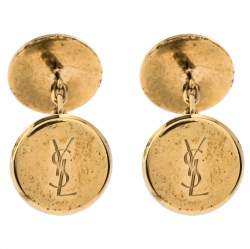 Yves Saint Laurent Two Tone Logo Cufflinks - Gold-Tone Metal - YVE196141