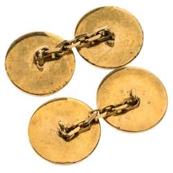 Yves Saint Laurent Gold Tone Round Logo Cufflinks