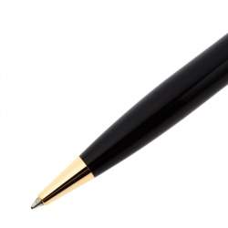 Pre Owned Yves Saint Laurent Black Lacquer Gold Tone Ballpoint Pen