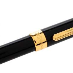 Pre Owned Yves Saint Laurent Black Lacquer Gold Tone Ballpoint Pen