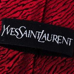 Pre Owned Yves Saint Laurent Red Patterned Silk Tie
