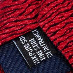 Pre Owned Yves Saint Laurent Red Patterned Silk Tie
