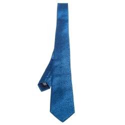 Pre Owned Yves Saint Laurent Blue Patterned Silk Tie