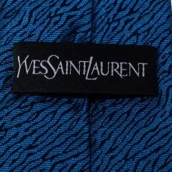 Pre Owned Yves Saint Laurent Blue Patterned Silk Tie
