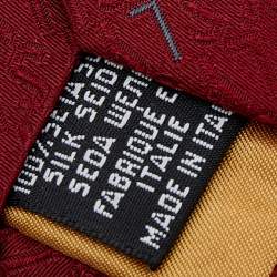 Pre Owned Yves Saint Laurent Vintage Burgundy Logo Silk Jacquard Tie