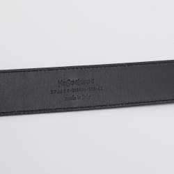 Yves Saint Laurent Black Leather Logo Buckle Belt 105CM
