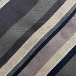 Yves Saint Laurent Vintage Grey Striped Silk Tie