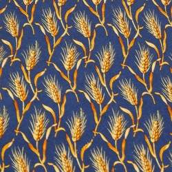 مملوكة مسبقًا Yves Saint Laurent Paris Navy Blue Wheat Print Silk Tie