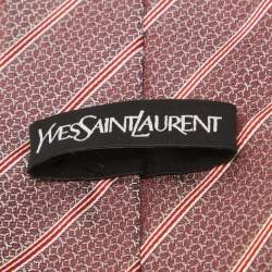 Yves Saint Laurent Red Striped Pattern Silk Tie