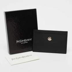 Pre Owned Yves Saint Laurent Black Textured Leather Card Holder