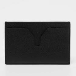 Pre Owned Yves Saint Laurent Black Textured Leather Card Holder